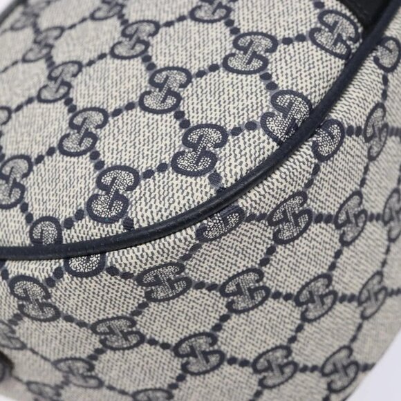 GUCCI GG Supreme Sherry Line Shoulder Bag PVC Navy Gold Red Auth 139821 - Picture 5 of 16